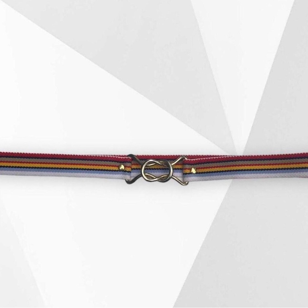 Rainbow Preppy Funky Festival Multicolor Striped Stretch Belt